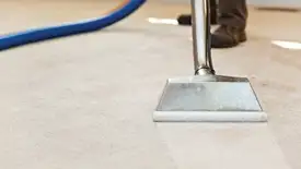 Carpet cleaning wand head gliding over a light carpet during hot-water extraction, Baton Rouge, LA.